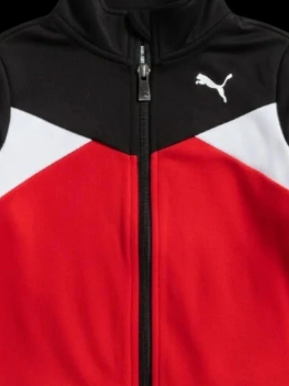 Kids Puma Colorblock Track Jacket - Red, Black & White